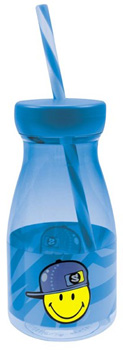 بطری آب کودک با نی آبی 360 میلی لیتری