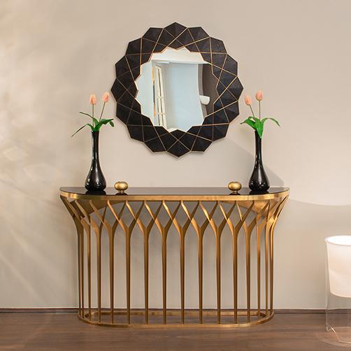 آینه استیل ضد زنگ رزگلد طلایی رواق