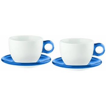 گتذینی- فنجان صبحانه- ست دوتایی با نعلبکی- سفید و آبی